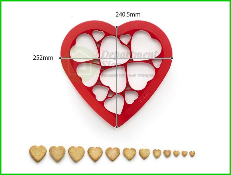 Трафарет-форма для выпечки печенья Сердечки-3