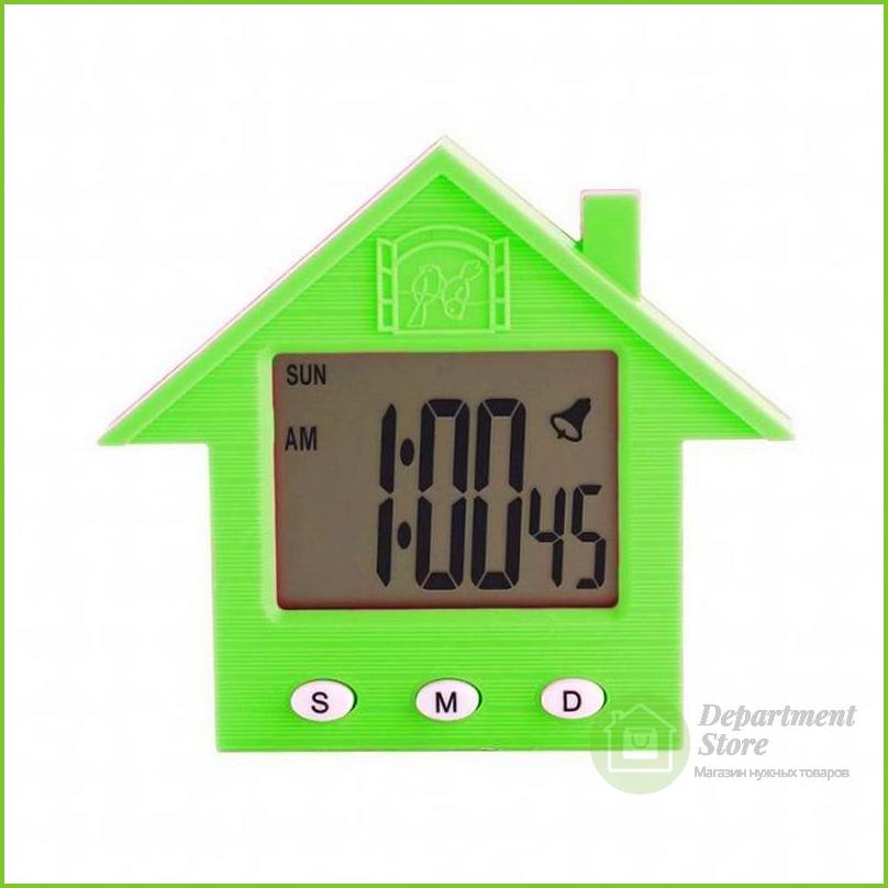 Электронные часы-будильник с магнитом Домик NA-1638A, цвет Зелёный.